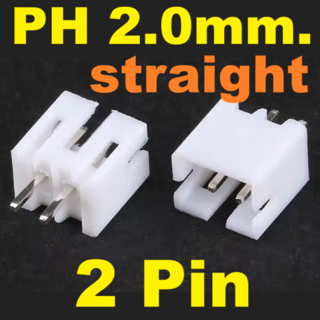 JST PH2.0 mm. ขาตรง 2 ขา connector 2Pin Pitch 2.0 mm. straight Terminal Male Plug socket PCB connector ขั้วต่อคอนเน็กเตอร์ ตัวผู้