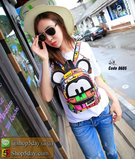 กระเป๋าสะพายผ้าใบ Mickey (ลายสีสัน)