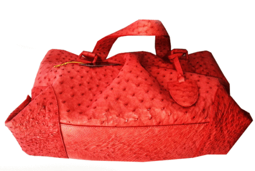 กระเป๋าสะพายหนังนกกระจอกเทศแท้ สีแดง รหัส OSW330H-RE