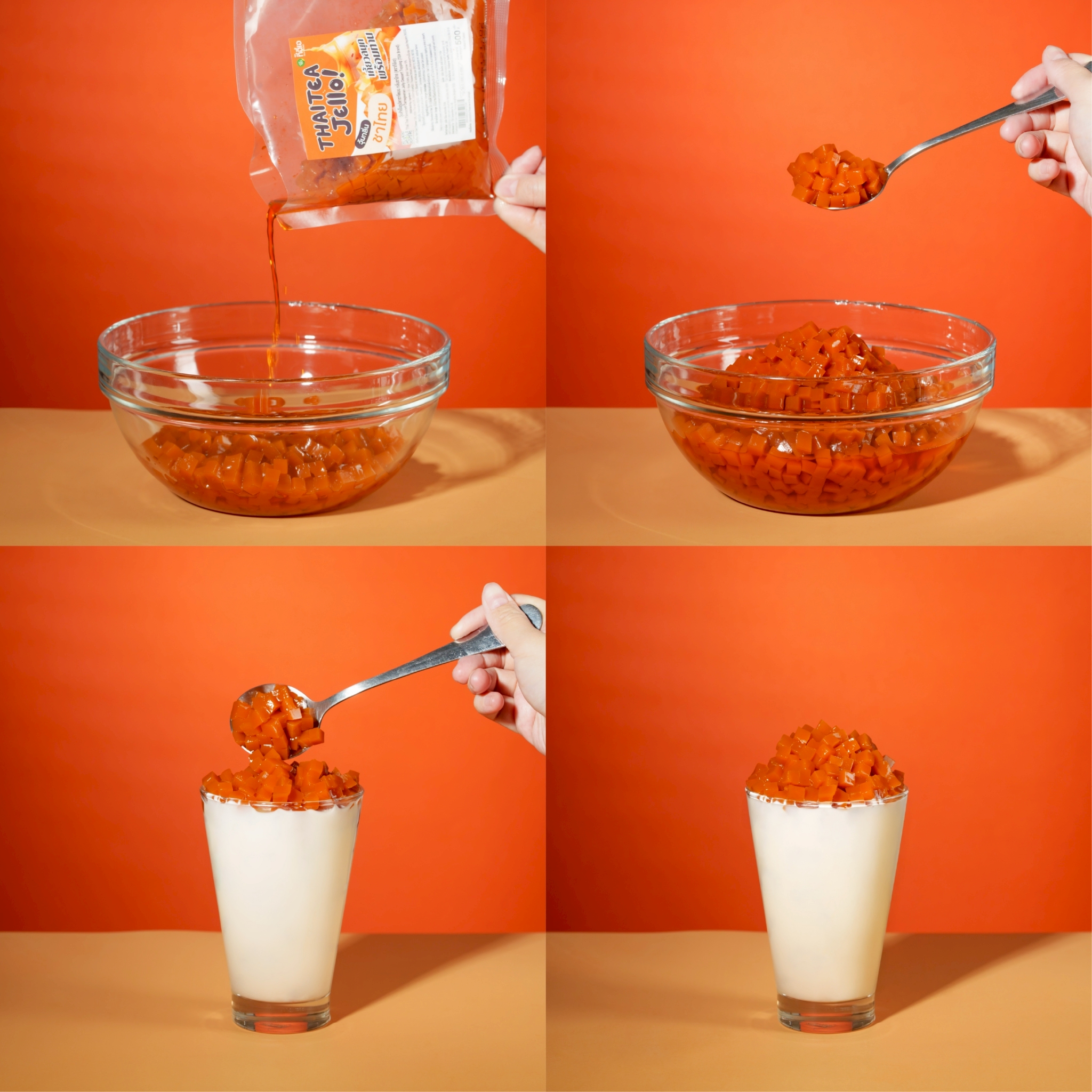 วุ้นชาไทย วุ้นสำเร็จรูป พร้อมทาน ท็อปปิ้งเครื่องดื่ม Thai Tea Jelly ขนาด 500 กรัม ตรา ทีอีเอ