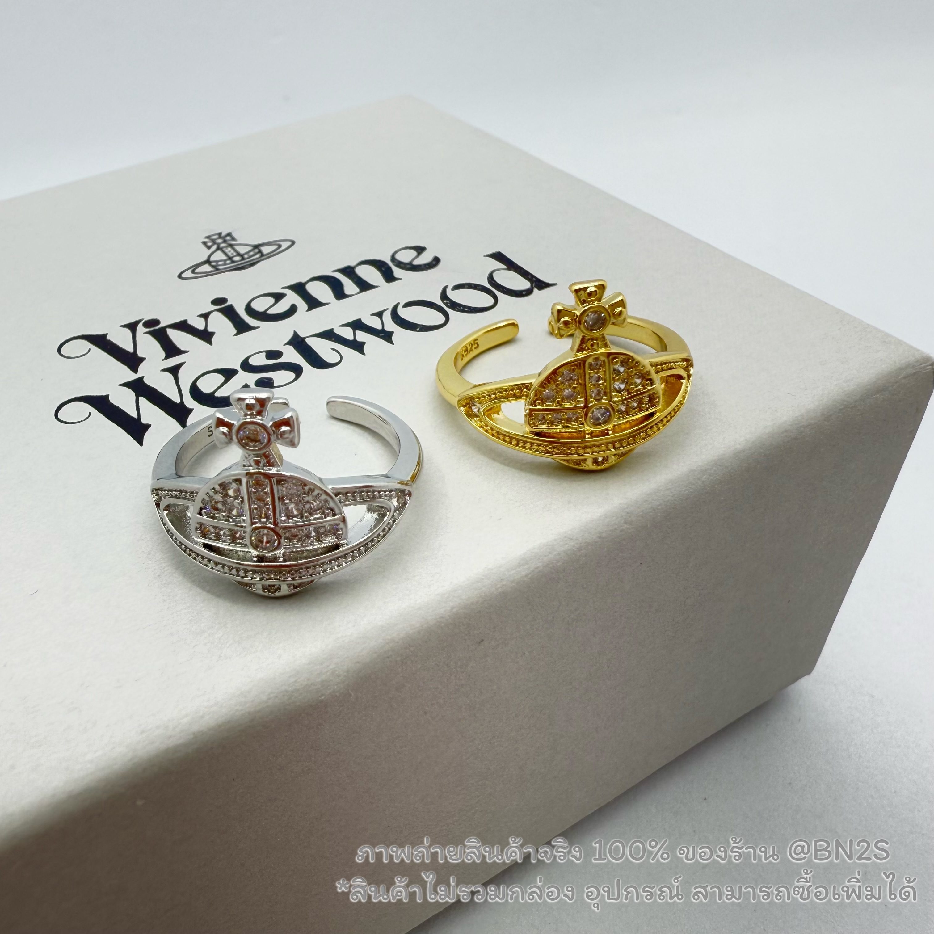 สีทอง * Vivienne Westwood Mini Orb Ring แหวนวิเวียน ดาวเสาร์ ประดับเพชร งานฝังเพชรละเอียด งานสวย ฟรีไซส์ พร้อมส่งในไทย ไม่มีกล่อง อุปกรณ์
