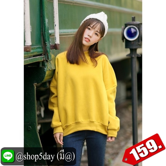 🔥 หนาวแล้วจร้า เสื้อกันหนาวแขนยาวผ้าสำลีหนานุ่ม 14 สีจุใจ ‼️