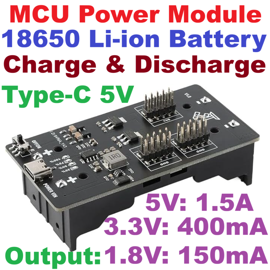 Type-C MCU Power Module,1.8V 3.3V 5V 18650 Li-ion Battery Charging & Discharging Board MCU Development Module