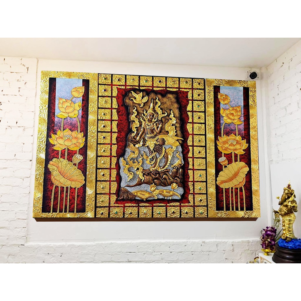 ภาพวาดนางกินรี(แบบนูน 3มิติ) ภาพวาดติดผนัง ใช้ตกแต่งผนังห้อง เสริมมงคล รับทรัพย์ ภาพติดฝาผนัง ใช้ตกแต่งผนังห้อง E0044