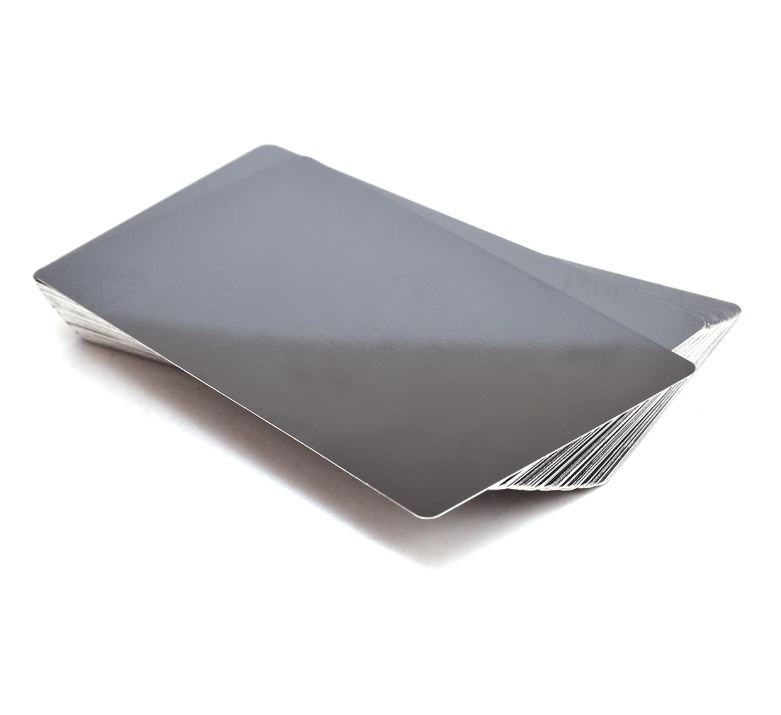 นามบัตรอลูมิเนียมว่างเปล่า สีดำเงา ขนาด 86x54mm. หนา 0.22มม. 1 กล่อง มี 100 แผ่น. Bright Black Aluminum Alloy Card Engraving Metal Business Access Business Card Blank Thickness 0.22mm.