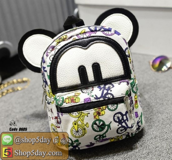 กระเป๋าสะพายผ้าใบ Mickey (ลายจักรยาน)