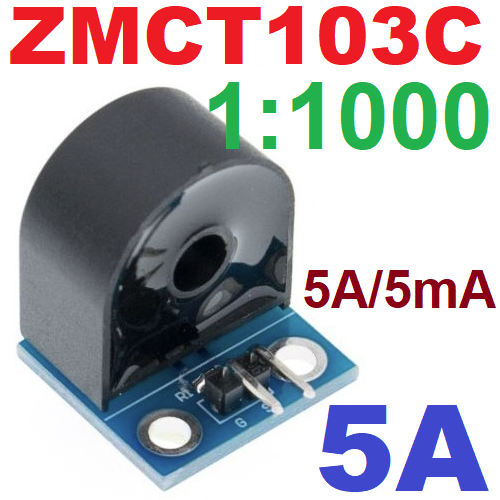 เซนเซอร์วัดกระแสไฟ AC ZMCT103C 5A Range ratio 1000 Single Phase AC Micro Current Transformer Sensor Module Board for Arduino 5A Max 3000V Measure Epoxy Resin
