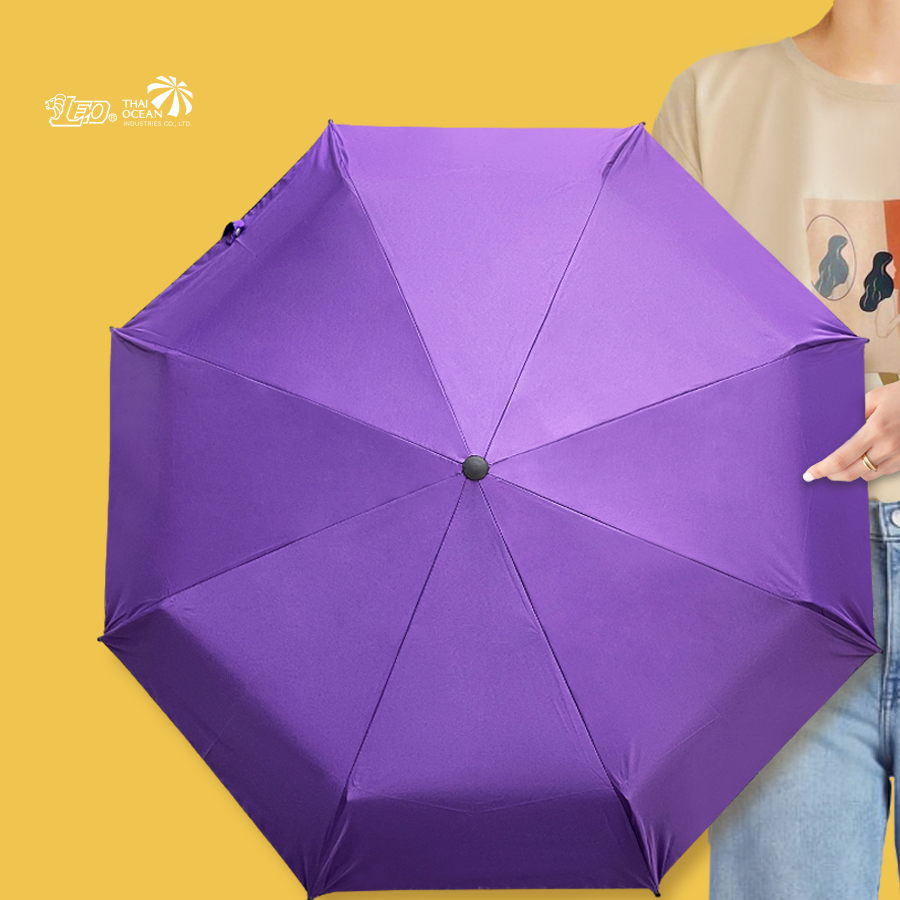 Leo ร่มพับ 3 ตอน พกพาสะดวก ผ้ายูวีดำกันแดด 99% กันแดดได้ดีกว่าผ้า UV สีเงิน