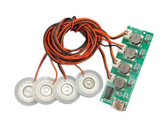 โมดูลสร้างไอน้ำ สร้างหมอก พร้องแท่งดูดซับน้ำครบชุด DC5V Unswitched Four Spray Humidifier Module Atomization Control DIY Ultrasonic Nebulizer TYPE-C Interface