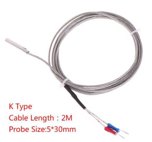 เทอร์โมคัปเปิล Thermocouple K-Type Temperature 0-600C Sensor 5x30 มม. ยาว 2 เมตร Probe สแตนเลส