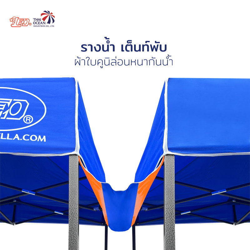 LEO รางน้ำ เต็นท์พับ ขายของ ขนาด2เมตร ผ้าใบคูนิล่อนผิวมัน กันน้ำ