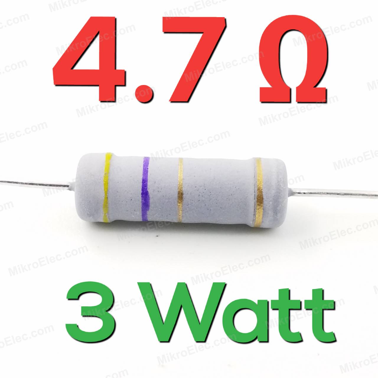 4.7 โอห์ม 4.7 Ohm 3W 5% เมทัลออกไซด์ ฟิล์ม Metal Oxide Film Resistor 4.7R
