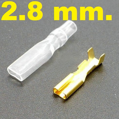 หางปลา 2.8 mm. มีเปลือกหุ้ม female crimp terminal connector with transparent sheath inserted spring 2.8mm insulation plug spring insert pure copper