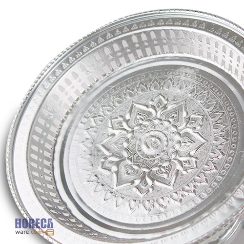Rattanakosin tray, silver color, 26 cm, Goose brand