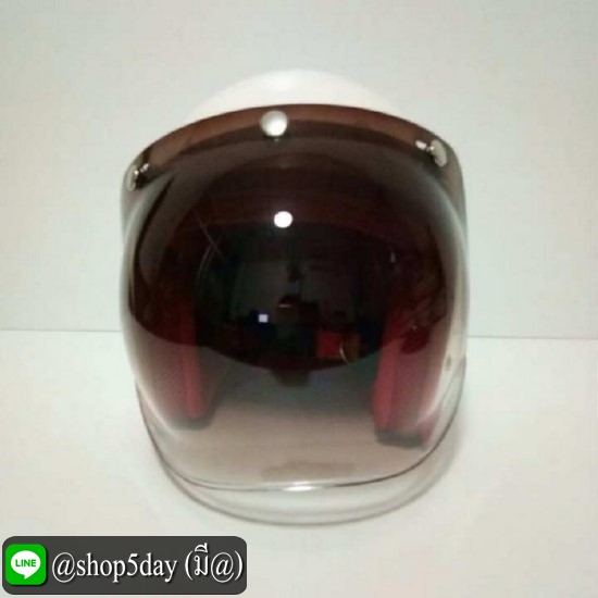 ALTRAX หมวกกันน็อควินเทจ ราคาถูก รุ่น LAZOR สีขาวมุกประกาย นวมแดง คิ้วแดง ถอดซักได้ พร้อมแว่นBUBBLE สีทูโทน