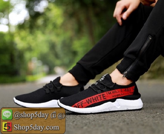 รองเท้าลำลองตาข่ายแฟชั่นเกาหลี สไตล์แบรนด์ดัง (แถบแดง)