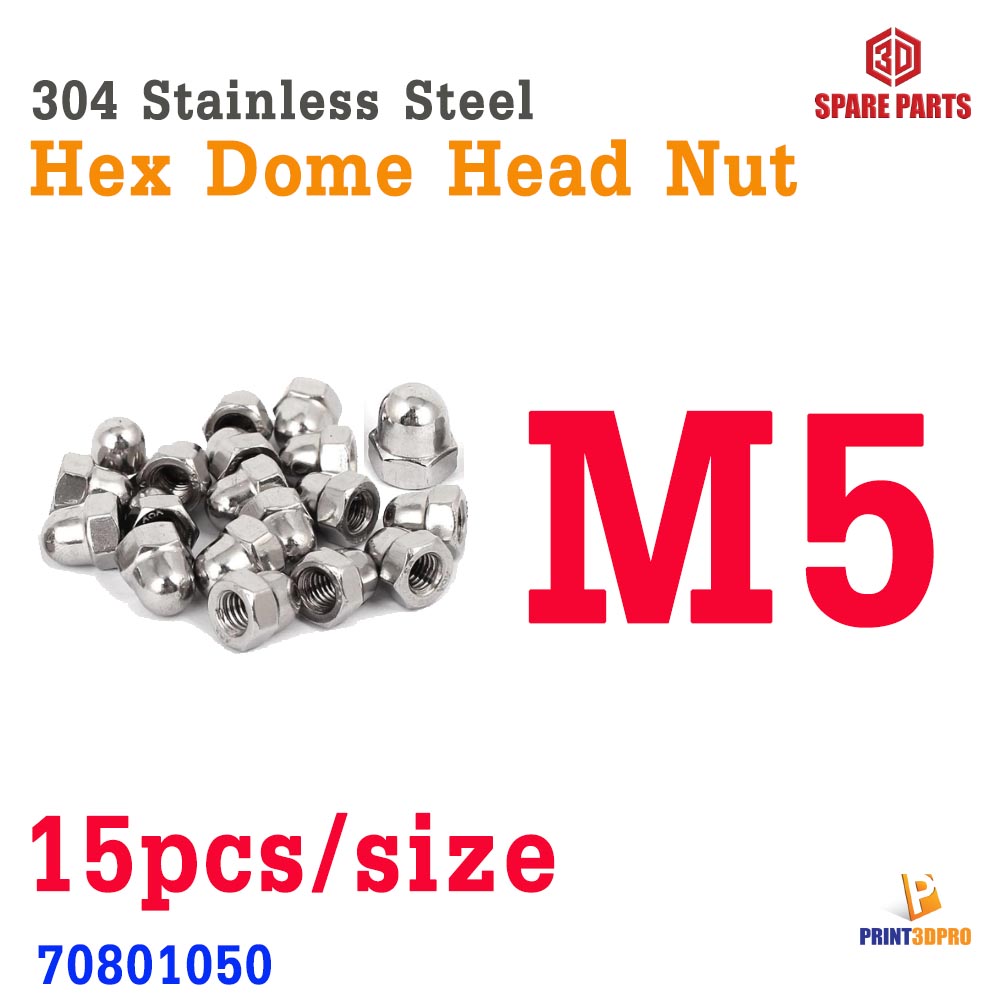 3D Part 304 Stainless Steel Hex head Dome Cap Nut M3 M4 M5 15pcs/size แหวนน็อตทรงโดม