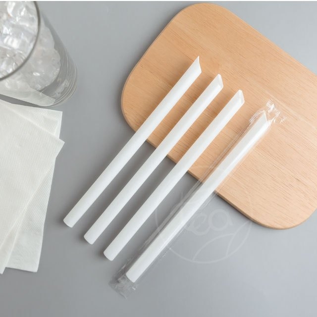 [12mm] หลอดดูดน้ำ สีขาว ทรงตรง หลอด12มิล หลอดพลาสติก หลอดใหญ่ หลอดชานมไข่มุก ห่อฟิล์ม 100เส้น/แพ็ค