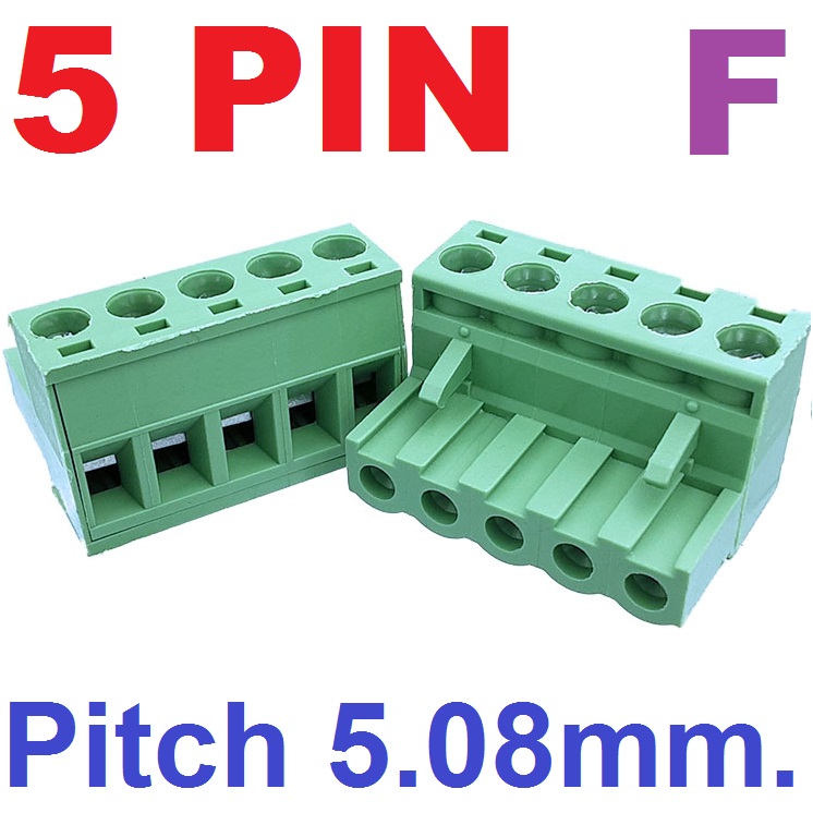 2EDG5.08-5P Plug-in Terminal Block 5 pin plug socket Female 300V 15A Pitch 5.08mm Wire Range 28-12AWG ตัวเมีย