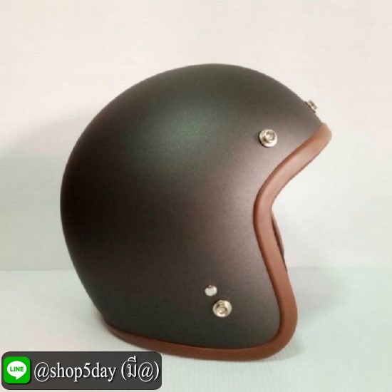 🔥หมวกกันน็อควินเทจคลาสสิค ราคาถูก รุ่นLB สีเทาเข้มด้าน คิ้วน้ำตาล ผ้าน้ำตาล