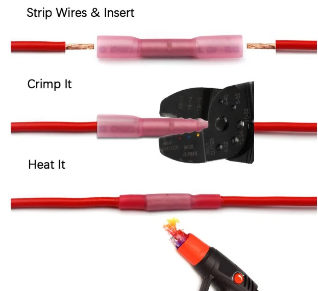 BHT1.25 สลิปหุ้ม(กันน้ำ) AWG 22-16 (0.5-1.5 sq.mm.) max 19A. Heat Shrink Butt Wire Connectors Waterproof Insulated Wire Cable Crimp Terminals สลิปหุ้ม ท่อหด หางปลา สลิปหุ้มต่อสายไฟ เทอร์มินอลต่อสายไฟ BHT-1.25