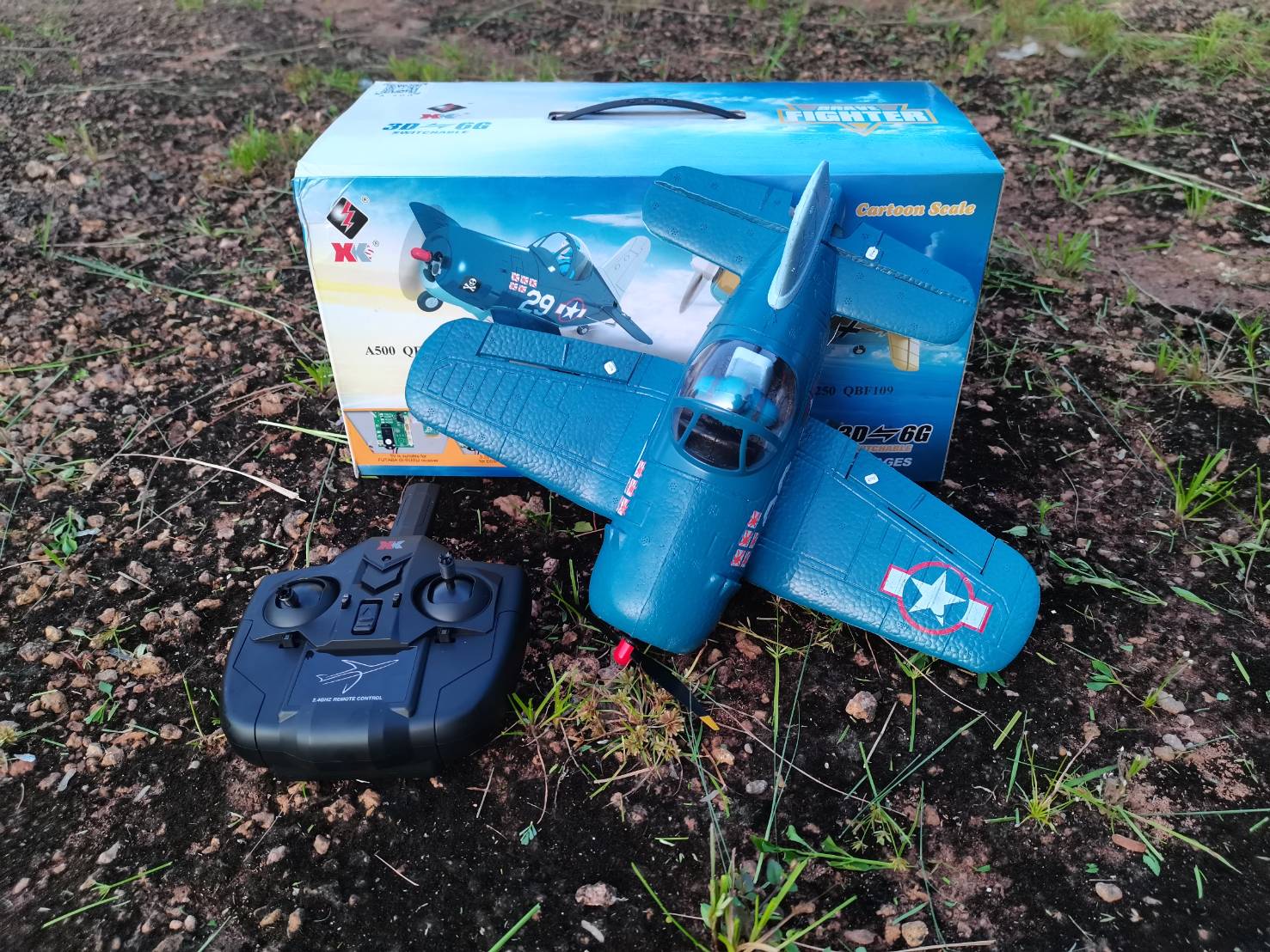 เครื่องบิน XK A500 3D-6G BRAVE FIGHTER QF4U CORSAIR 4CH การบินสมจริงงานสวย ชุดพร้อมเล่น