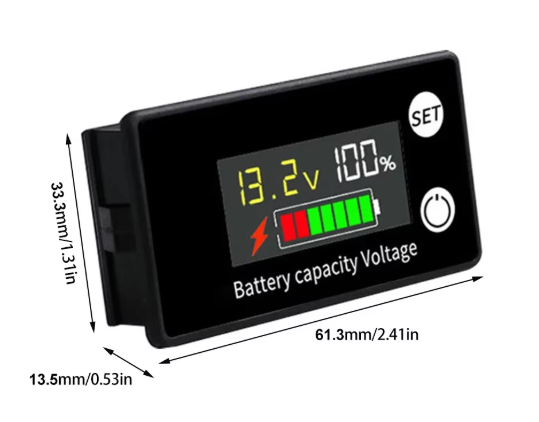 เครื่องวัดแรงดันไฟฟ้า Digital Electricity Meter Battery Capacity Indicator LCD Lead-acid Lithium Battery Two-wire Digital Voltmeter