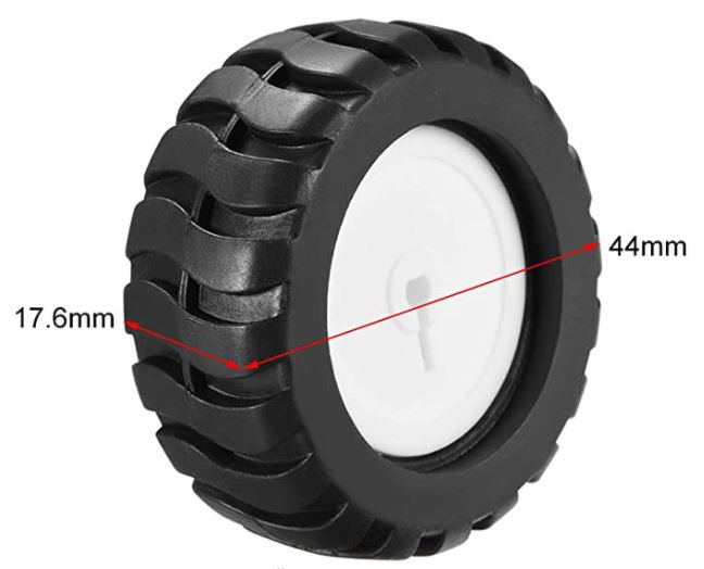 ล้อยางสำหรับมอเตอร์ N20 ขนาด 44x18 mm. D-axis rubber tire robot accessories tracking car model wheel with N20 geared motor