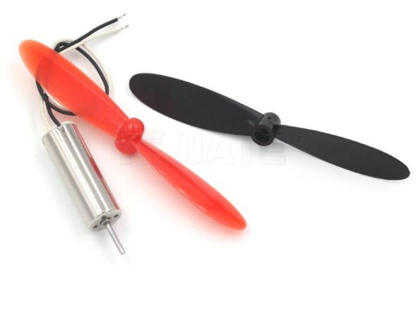 มอเตอร์ 3.7V พร้อม ใบพัดสีดำ 55mm. 46000RPM 720 hollow cup strong magnetic high torque DIY high speed micro small motor 3.7V + 55MM AB propeller