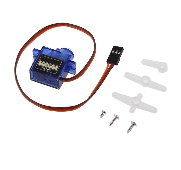 เซอร์โวมอเตอร์ พร้อมล้อรถ SG90 Micro Servo 1.8kg/cm (หมุนได้ต่อเนื่อง สั่งหมุนซ้าย, ขวา, หยุด, ปรับความเร็วได้) 4.8V - 6V 360 Degree Continuous Rotation Servo With Servo Wheel DIY Kit