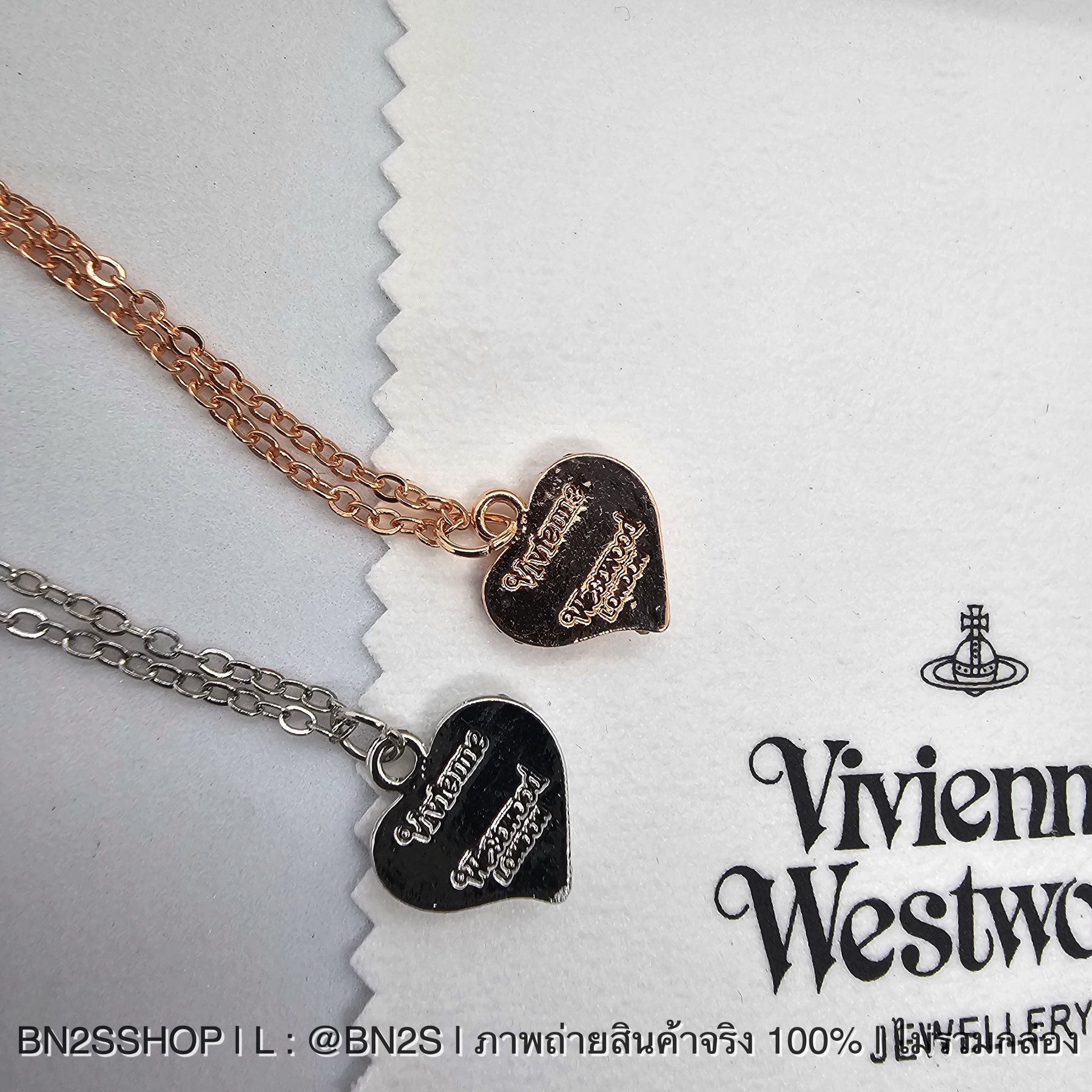 สีเงิน | Vivienne Westwood Petra Necklace Pendant สร้อยคอสายโซ่ จี้หัวใจ Petra ยี่ห้อ วิเวียน เวสทวู๊ด งานปั๊มโลโก้ตัวจี้