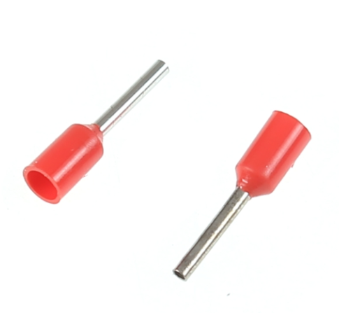 หางปลาคอร์ดเอ็น CORD END หางปลาเข้าสายไฟหางปลาเดี่ยว แพ็คละ 100 ตัว หางปลาคู่ E0508 Tube-type terminal block copper tinned cold pressed wire ear flame retardant European style pin