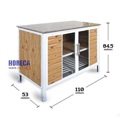 ตู้เคาเตอร์ท๊อปหินแกรนิต 110 ซม ลายไม้ ตราคิทเช่น