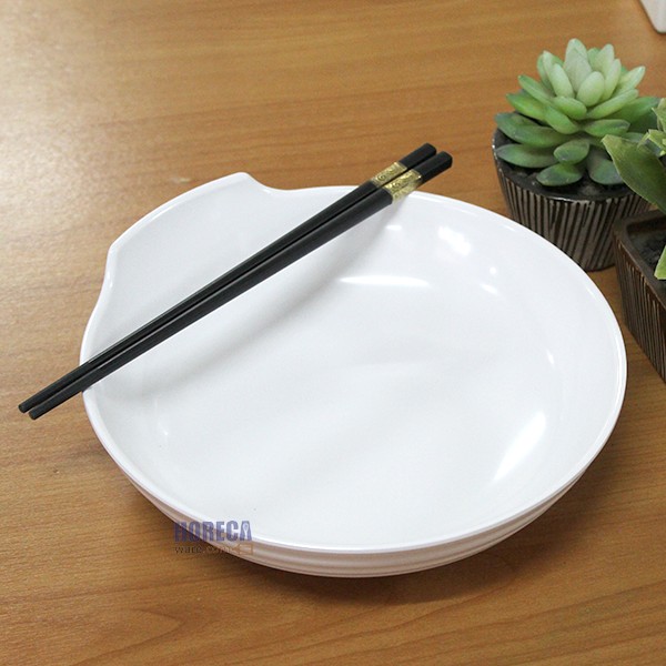 จานลอนลึก 9 นิ้ว [สีครีม] มีหูจับ ปลายิ้ม