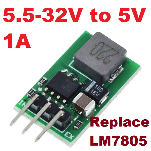 DC 5.5-32V to 5V 1A Replace-220 LM7805 Positive 5V Voltage Regulators 5V 1A Step Down Buck Module