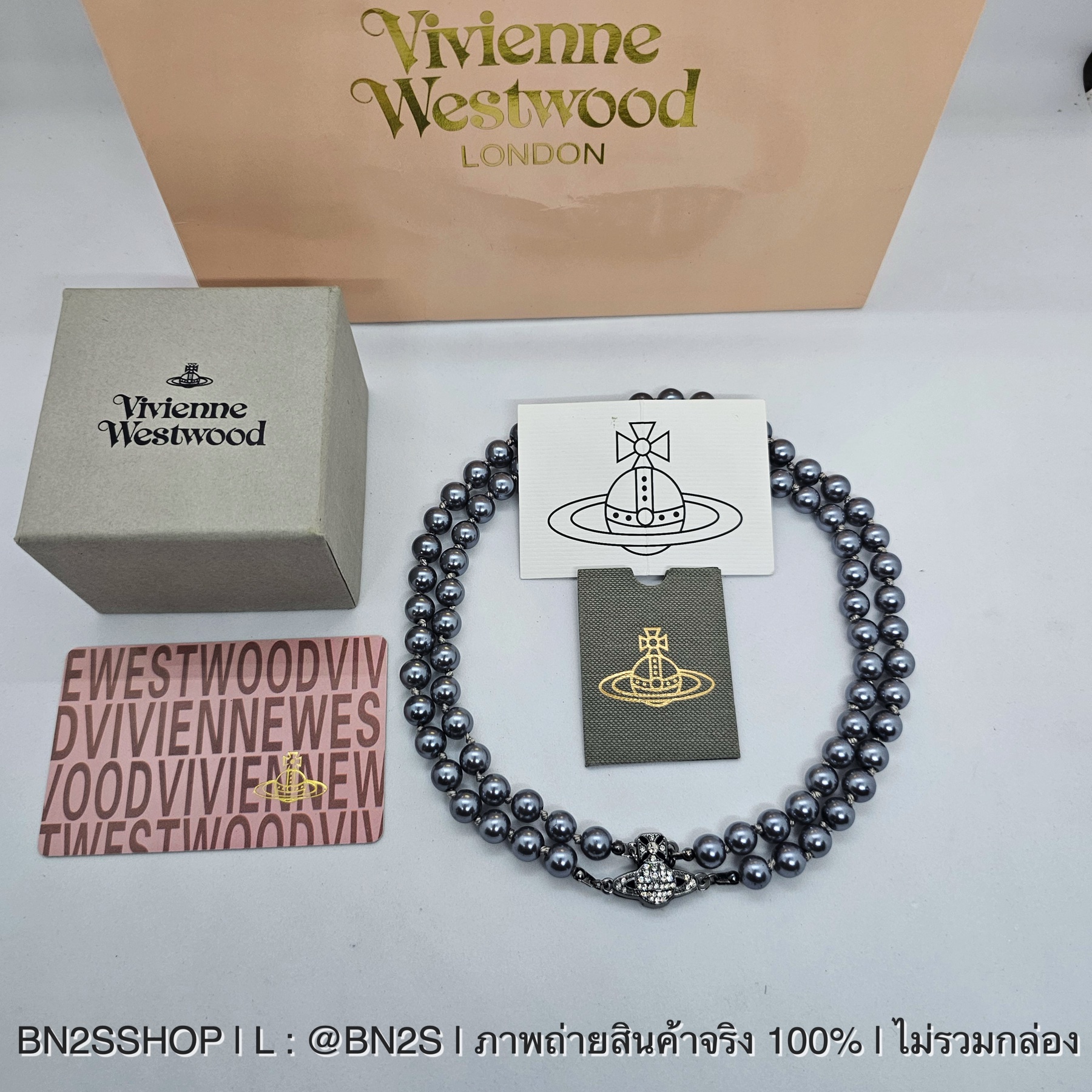 Vivienne Westwood Graziella embellished choker สร้อยคอโชกเกอร์ ไข่มุกสองเส้น ไข่มุกสีดำ