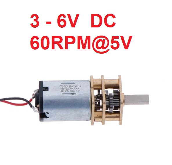 3-6V 60 rpm DC Mini Micro N20 Gear Motor Full Metal Gearbox Large Torque