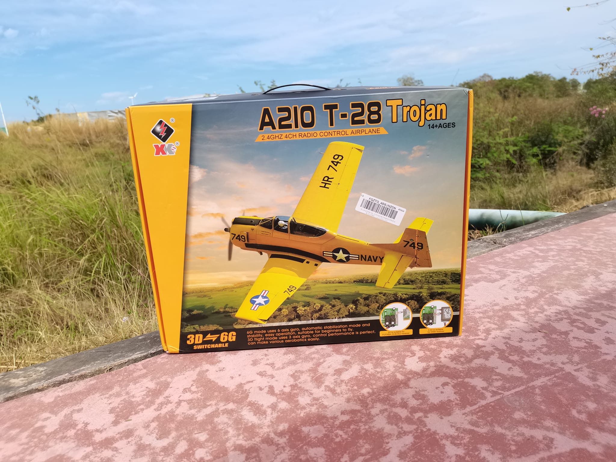 XK A210 TROJAN MINI T28 380mm Wingspan 2.4G 4CH 3D/6G โหมด Switchable 6 แกน Gyro เครื่องบินปีกกลาง EPP RC เครื่องบินชุดพร้อมเล่น