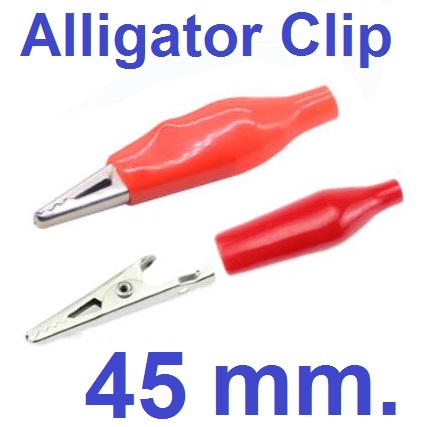 ปากจระเข้ ยาว 45mm. สีแดง Electrical Alligator Clip Test lead cable Metal Clamp Testing Probe Crocodile Red Cover คลิปปากจระเข้ ตัวหนีบสายไฟ ตัวหนีบ