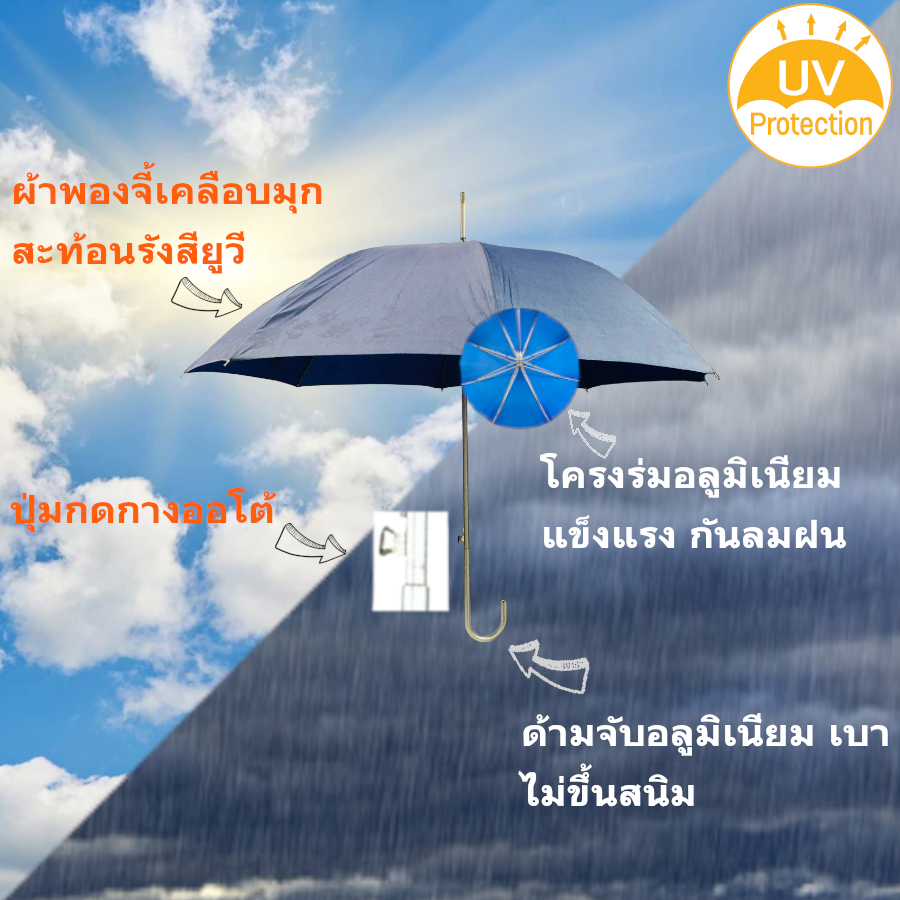 Leo ร่มยาว ปุ่มกดกางออโต้ โครงอลูมิเนียมเบาพิเศษ No.858AL10PL