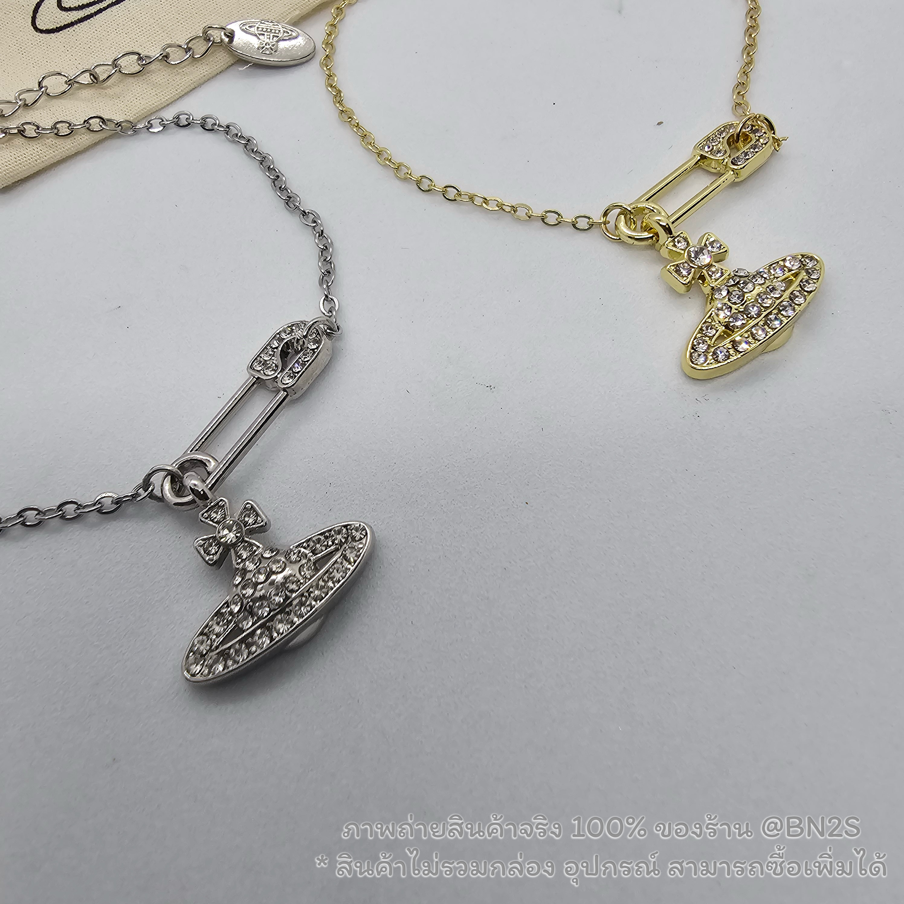 อะไหล่เงิน | Vivienne Westwood Rhodium Lucrece Safety Pin Bracelet สร้อยข้อมือสายโซ่วิเวียน จี้เข็มกลัด อะไหล่เงิน ทอง พร้อมส่ง