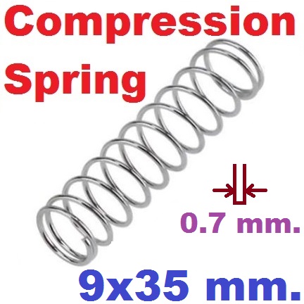 สปริงขดแบบกด ขนาด 9x35 mm. Compression Spring Pressure Spring Steel สปริงกด สปริงดัน
