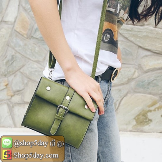 กระเป๋าสะพายหนังUPนิ่ม แฟชั่นเกาหลี (เขียว)