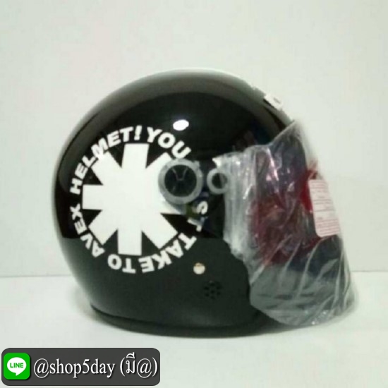 AVEX หมวกกันน็อค TEENAGE ลาย wheel สีดำเงา-ขาว แว่นดำ