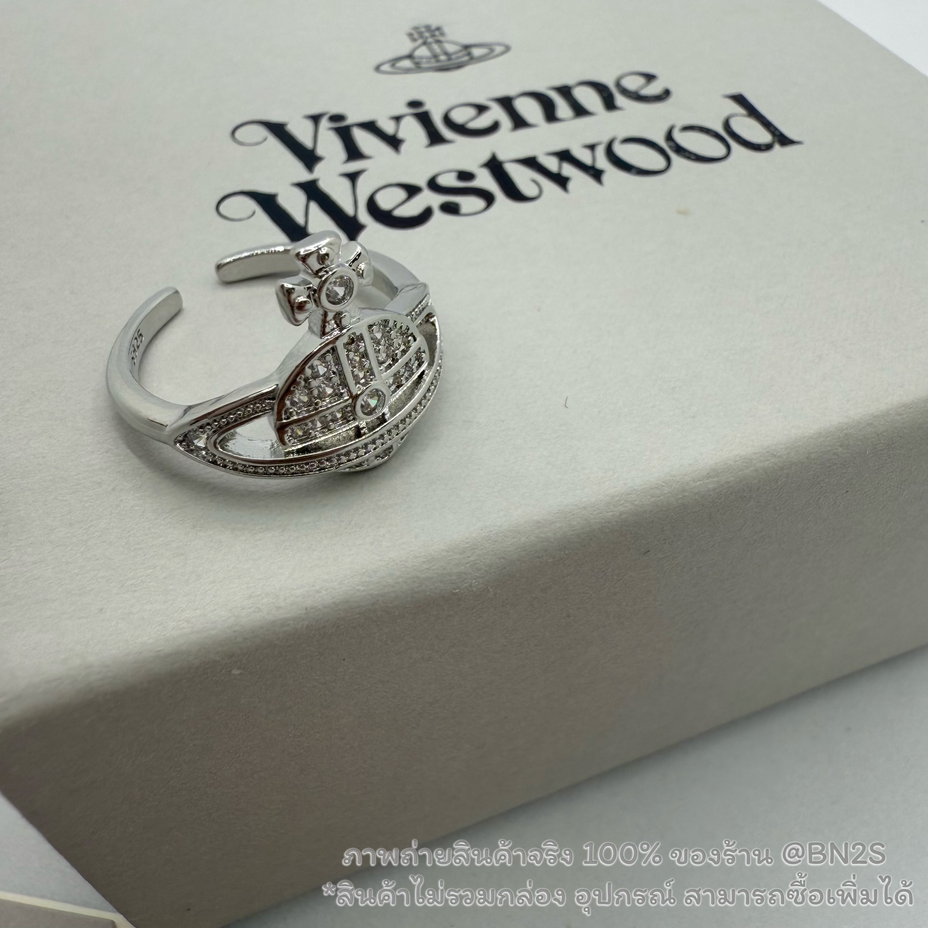 สีเงิน * Vivienne Westwood Mini Orb Ring แหวนวิเวียน ดาวเสาร์ ประดับเพชร งานฝังเพชรละเอียด งานสวย ฟรีไซส์ พร้อมส่งในไทย ไม่มีกล่อง อุปกรณ์ สำเนา