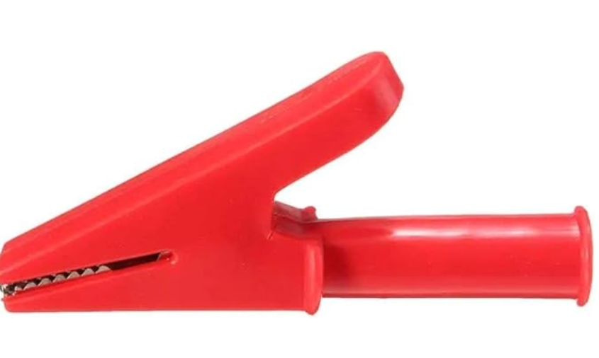 ปากคีบจระเข้ ใช้ร่วมกับปลั๊กกล้วย 4mm สีแดง เปลือกหุ้มทั้งหมด All-Inclusive Sheath Round Handle Open 20mm Alligator Test Clip Alligator 4mm Banana Plug Cable red color