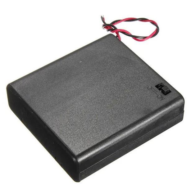 รางถ่าน AA 4 ก้อน 6V มีสวิตช์ ฝาปิด พร้อมสายไฟ 4 Slots AA Battery Box Battery Holder Board with Switch for 4xAA Batteries DIY kit Case