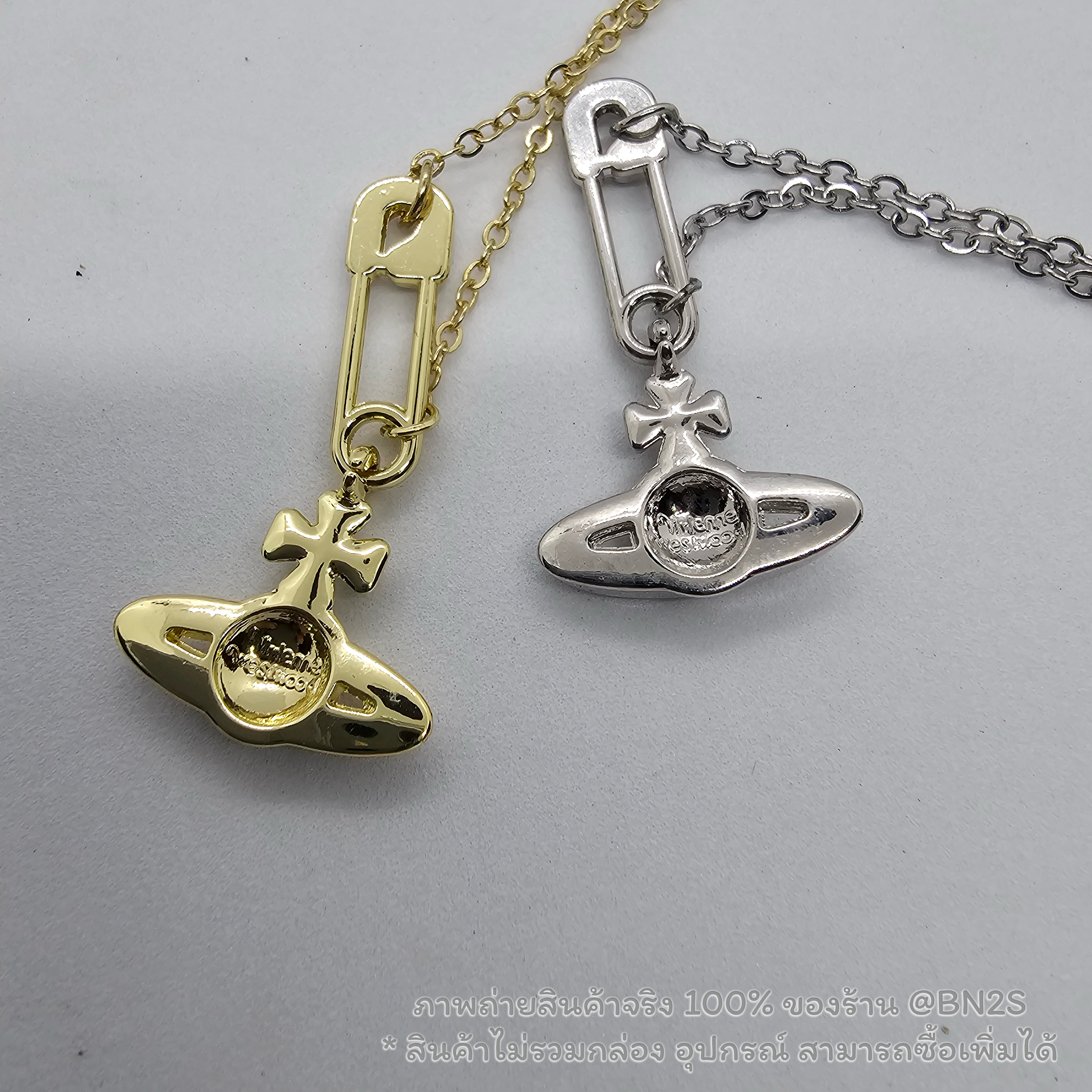 อะไหล่เงิน | Vivienne Westwood Rhodium Lucrece Safety Pin Bracelet สร้อยข้อมือสายโซ่วิเวียน จี้เข็มกลัด อะไหล่เงิน ทอง พร้อมส่ง