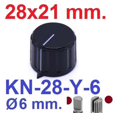 ลูกบิด KN-28-Y-6 สีดำ ยึดน๊อต ไต้ฝาครอบด้านบน KN-28-Y-6 colored rubber knob nut clamping rotating black color for rotary encoder potentiometer volume control ลูกบิดโวลุ่ม วอลลุ่ม