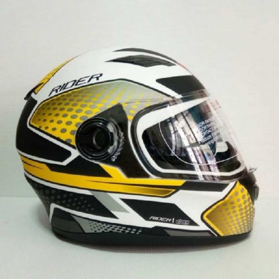 Rider helmet หมวกกันน็อคหุ้มคาง ราคาถูก รุ่น Viper Electron สีดำด้าน-เหลือง แว่น 2ชั้น